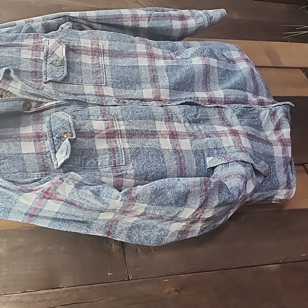 Gap Kids Sherpa lined plaid Shirt jacket. Size XL - Picture 4 of 6